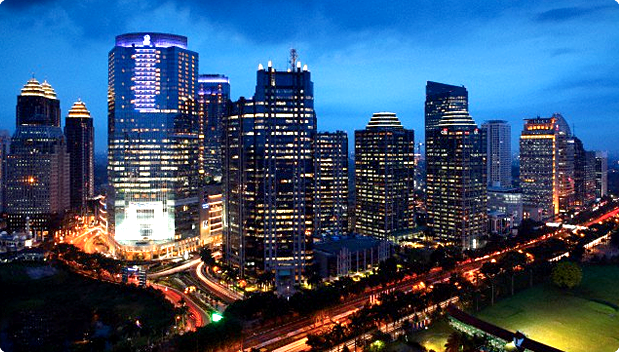 Wolkenkrabbers bij Jalan Jend, Jakarta